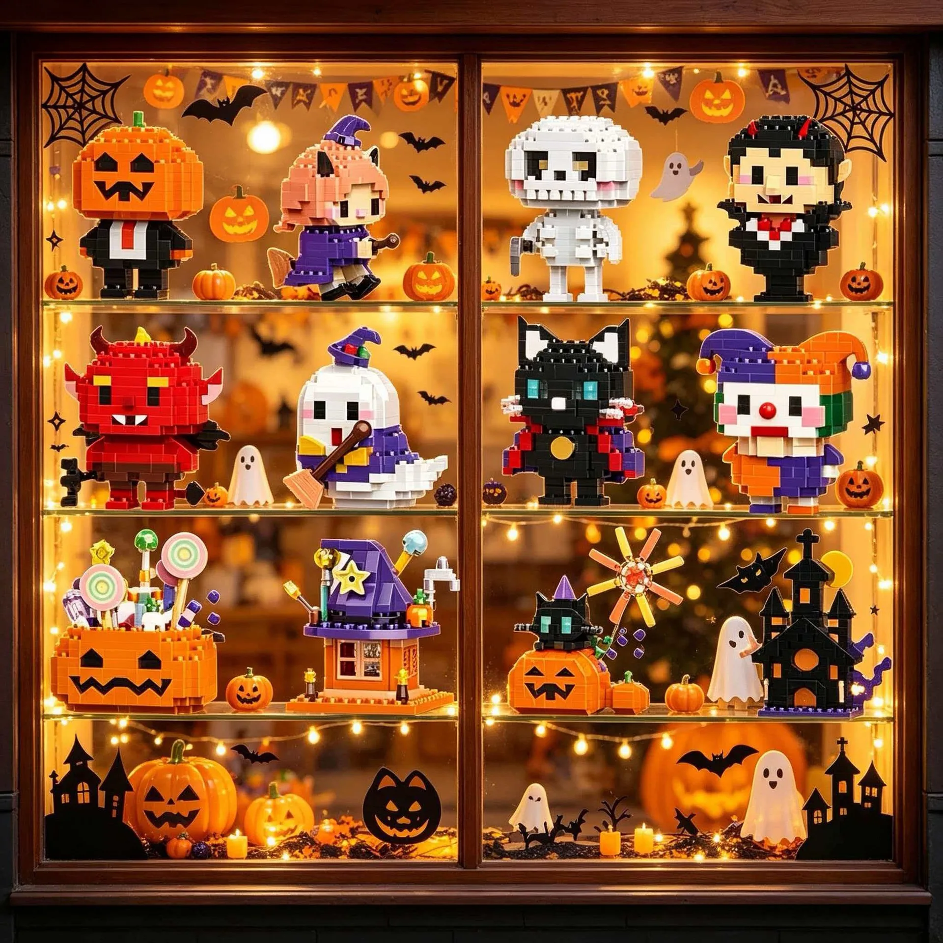 2026 Halloween Pumpkin Head Witch Skull Micro Particle Building Blocks Toy Doll Blind Box Assembly Toy