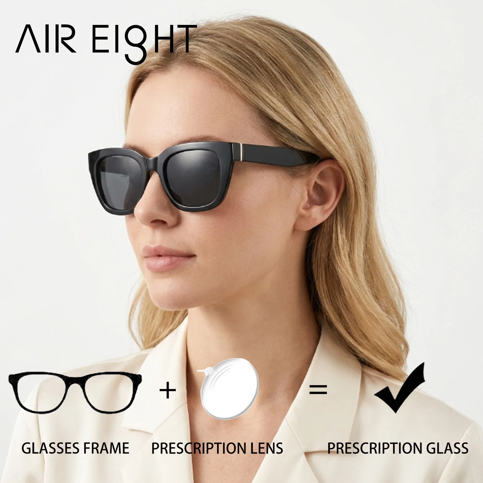 AIR EIGHT Butterfly Plastic Pour Femmes Lunettes de Soleil sur Ordonnance Polarisées UV400 Verres Progressifs Lunettes Quotidiennes