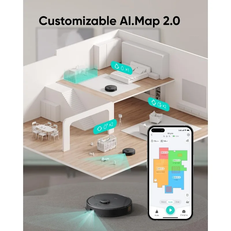 eufy X8 Pro Robot Vacuum, Twin-Turbine 2× 4,000 Pa Powerful Suction, Active Detangling Roller Brush, and iPath Laser Navigation