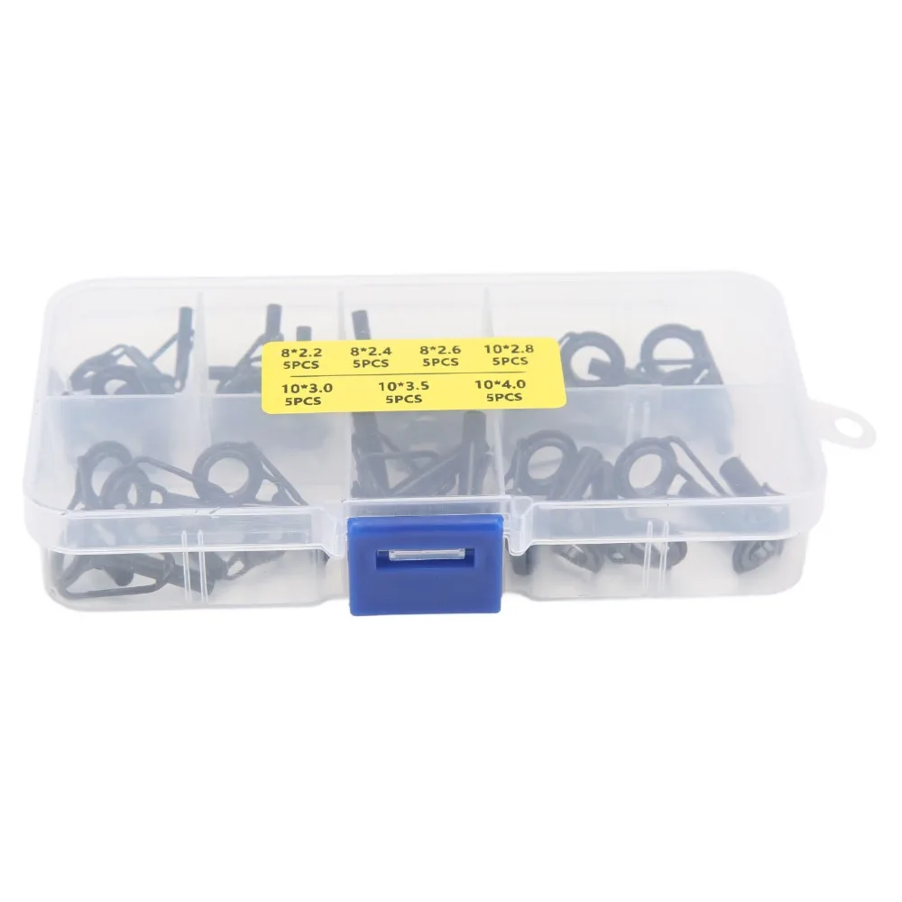 35 قطعة الفولاذ المقاوم للصدأ ، السيراميك الصيد رود تلميح طقم تصليح 7 أحجام الأسود قصبة صيد خشبية طقم تصليح الصيد رود العيينة طقم تصليح #1