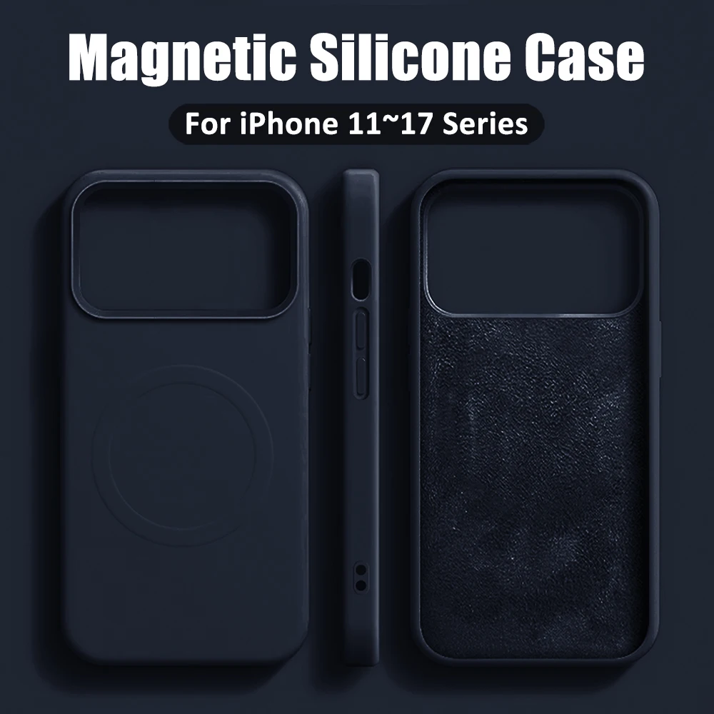 Magnetische kabellose Ladekompatible Silikonhülle für iPhone 17 16 15 14 13 12 11 Pro Max – Weiche, stoßfeste Schutzhülle für 14 15 16 Plus