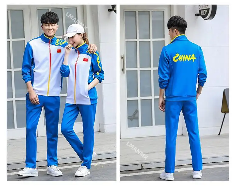 Chinese National Team Sportswear Suit Unisex China Team college Athletes Uniform Spring Autumn Sportswear Student Class Clothing