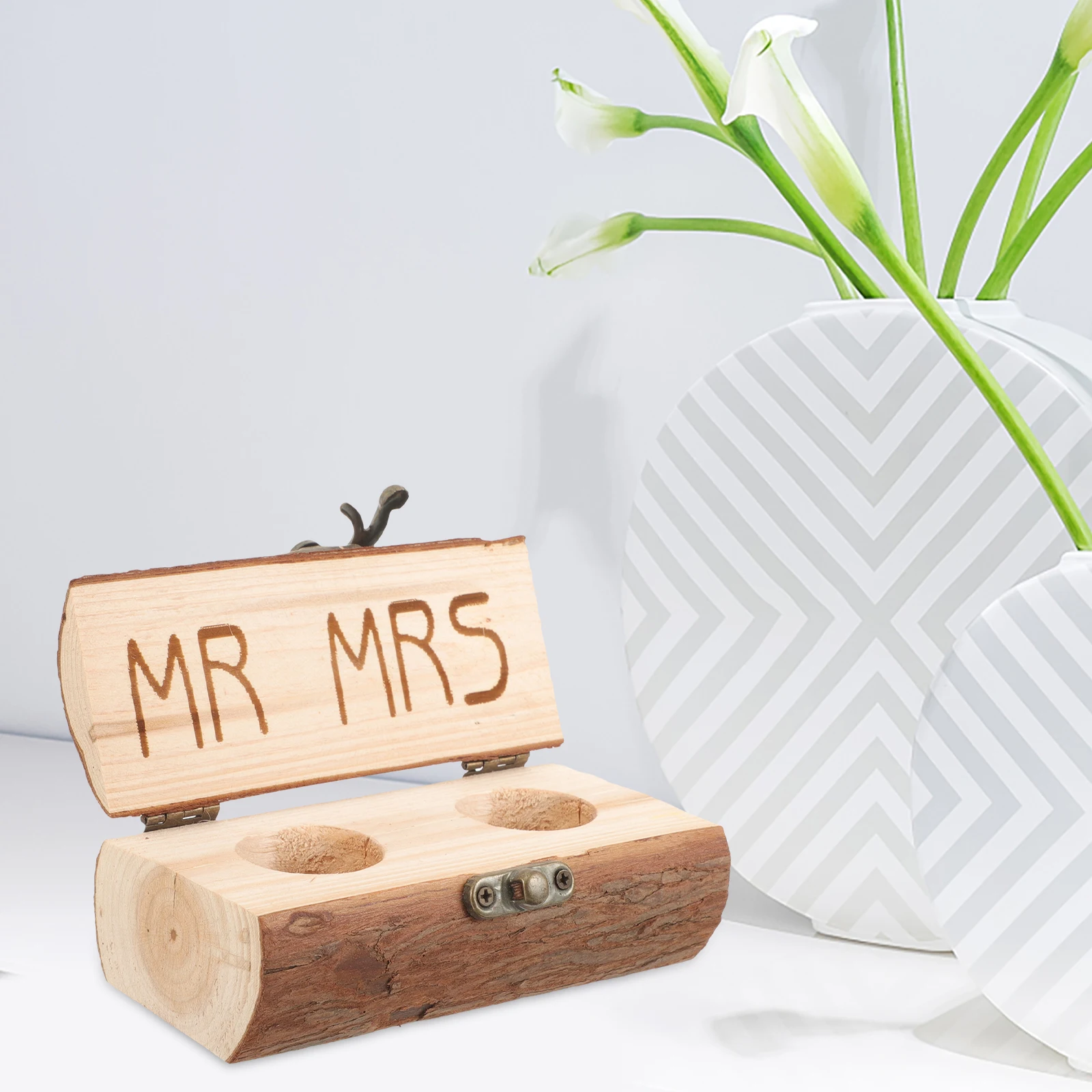 

Wooden Wedding Ring Box Vintage Small Jewelry Boxes for Ceremony Mens Handmade Rustic Style Safe Durable Engagement Ring Holder