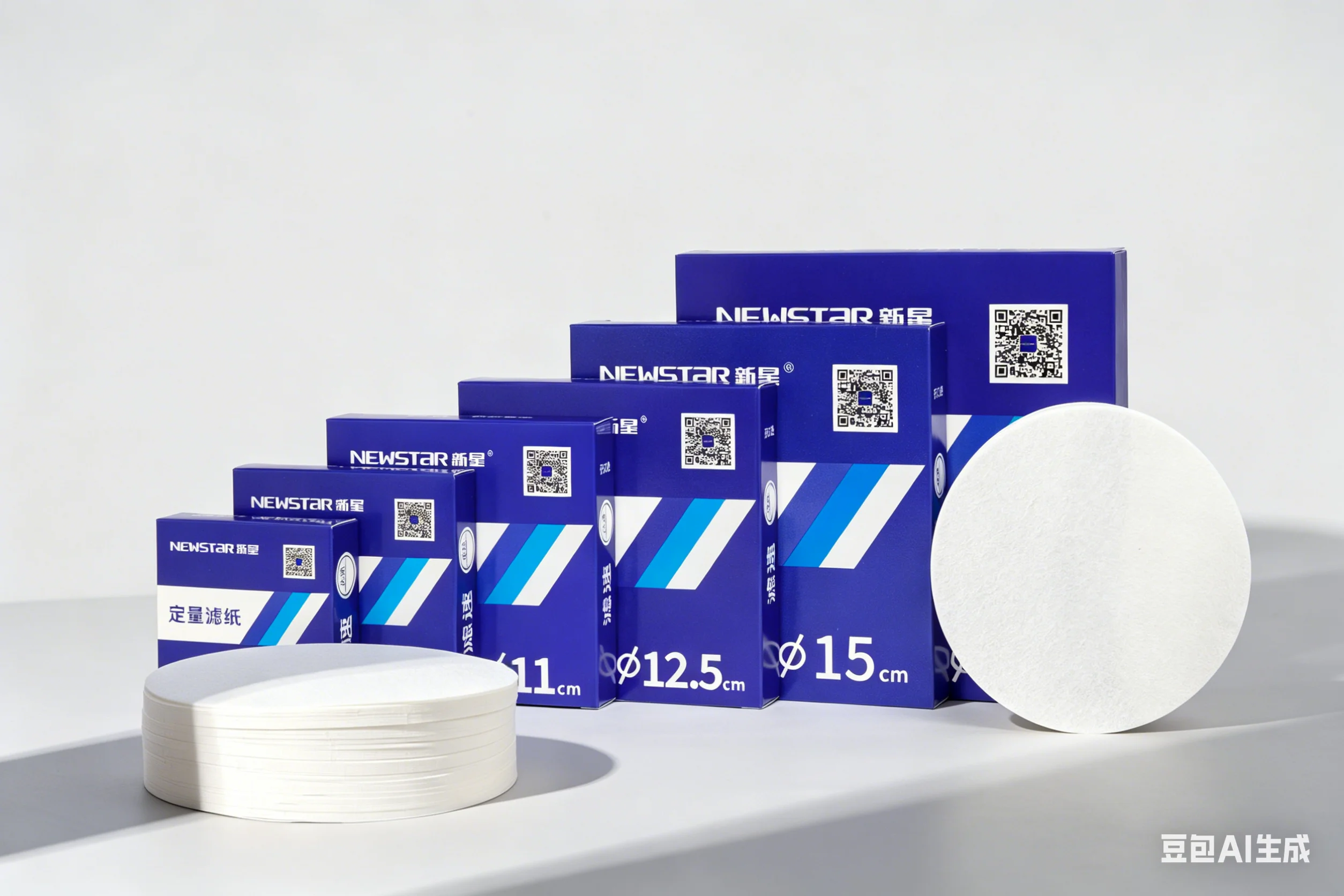 

100pcs Ashless Filter Paper 202 Medium Speed Assorted Sizes 7cm-18cm for Chemical Analysis Lab Filtration