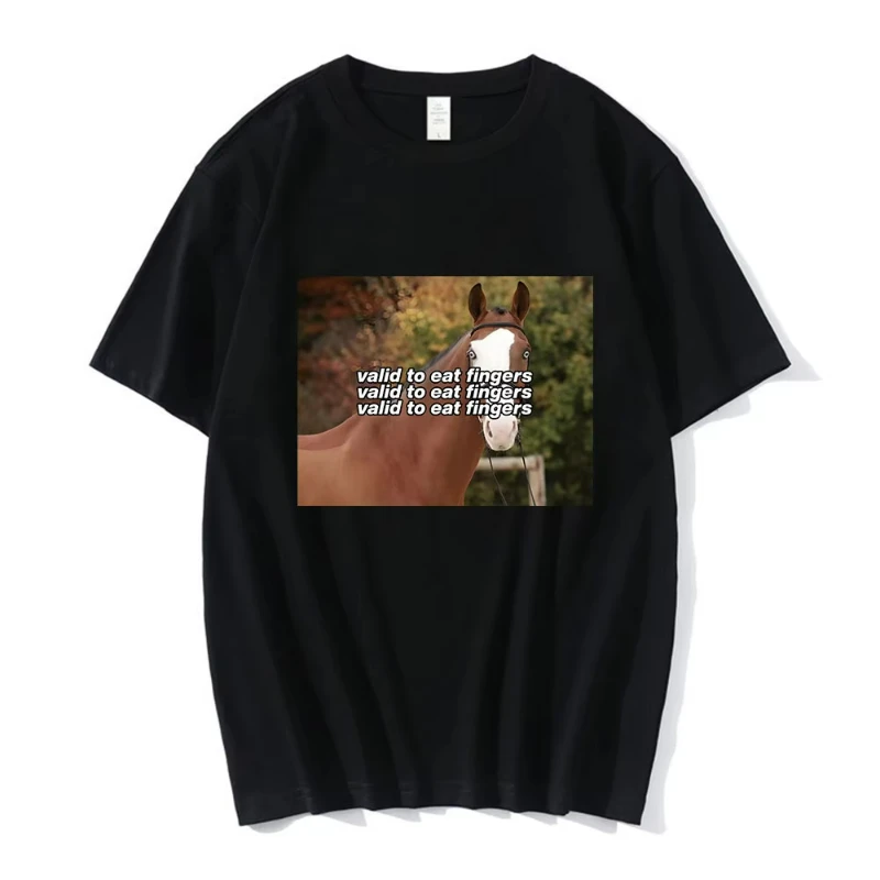 Camiseta divertida de Meme de caballo valido para comer los dedos camisetas de manga corta a la moda para mujer camiseta