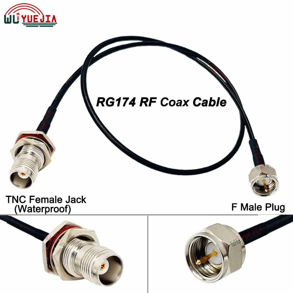 

RG-174 50 Ohm RF Coaxial Cable F-TV Female Jack to TNC Male Plug RP-TNC Connector for Satellite TV Automotive RF Electronics