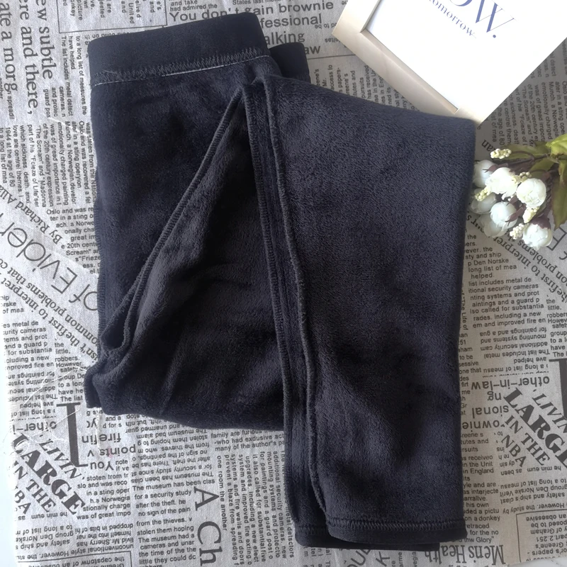 لامعة قاع السراويل الإناث الشتاء مبطن الفقرة مرونة رقيقة أبلى أزياء سوداء عالية الخصر تسع دقائق السراويل