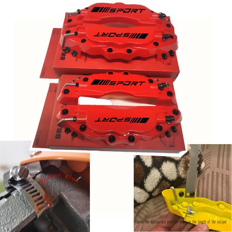2*2Pc Fixing By Screw ABS Plastic Brake Caliper Cover Black Sport Logo Styling Car Accessiries For BMW Mercedes Benz Audi Honda