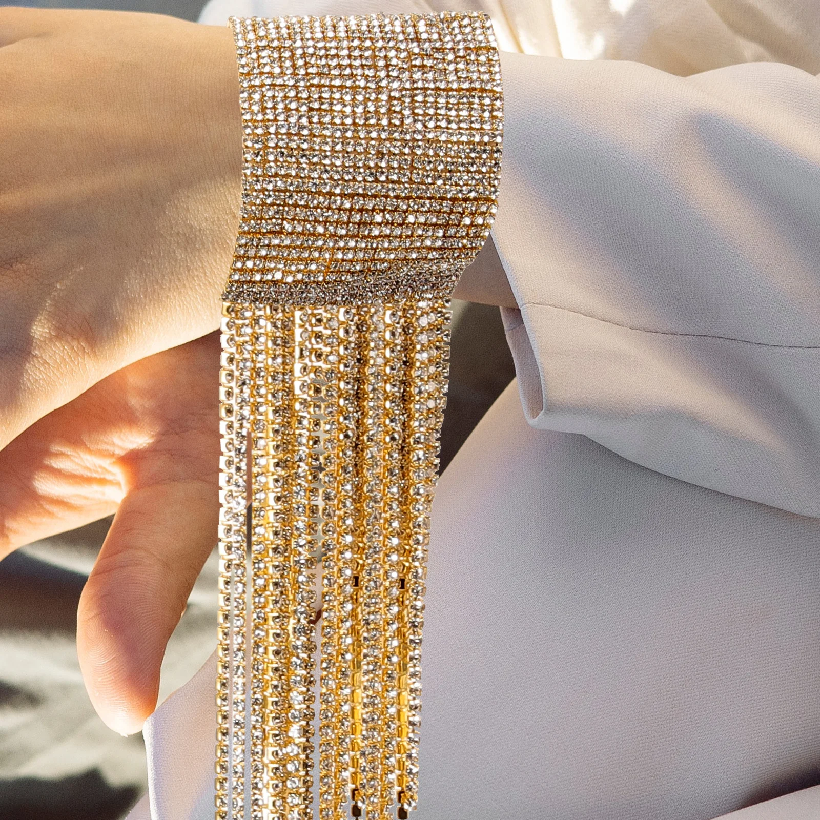 

Rhinestone Bracelets Women Gold Rhinestone Bracelet Prom Anklet Boot Wrap Charm Stage Performance Jewelry Collection