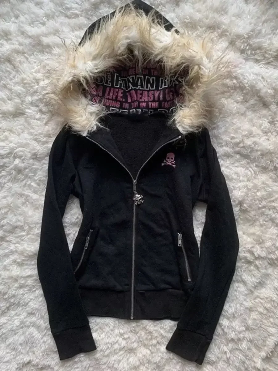 Y2K Black Fur Collar Zipper Sweatshirt Hoodie Sexy Women Sweatshirt Harajuku Goth Letter Graphic Print Slim Coat Winter Clothes