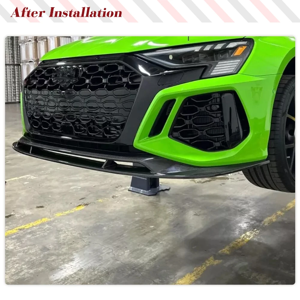 Dry Carbon Fiber Front Splitters Lip Chin Spoiler Car Front Bumper Lip Spoiler Splitters For Audi RS3 8Y Sedan 2022- 2023