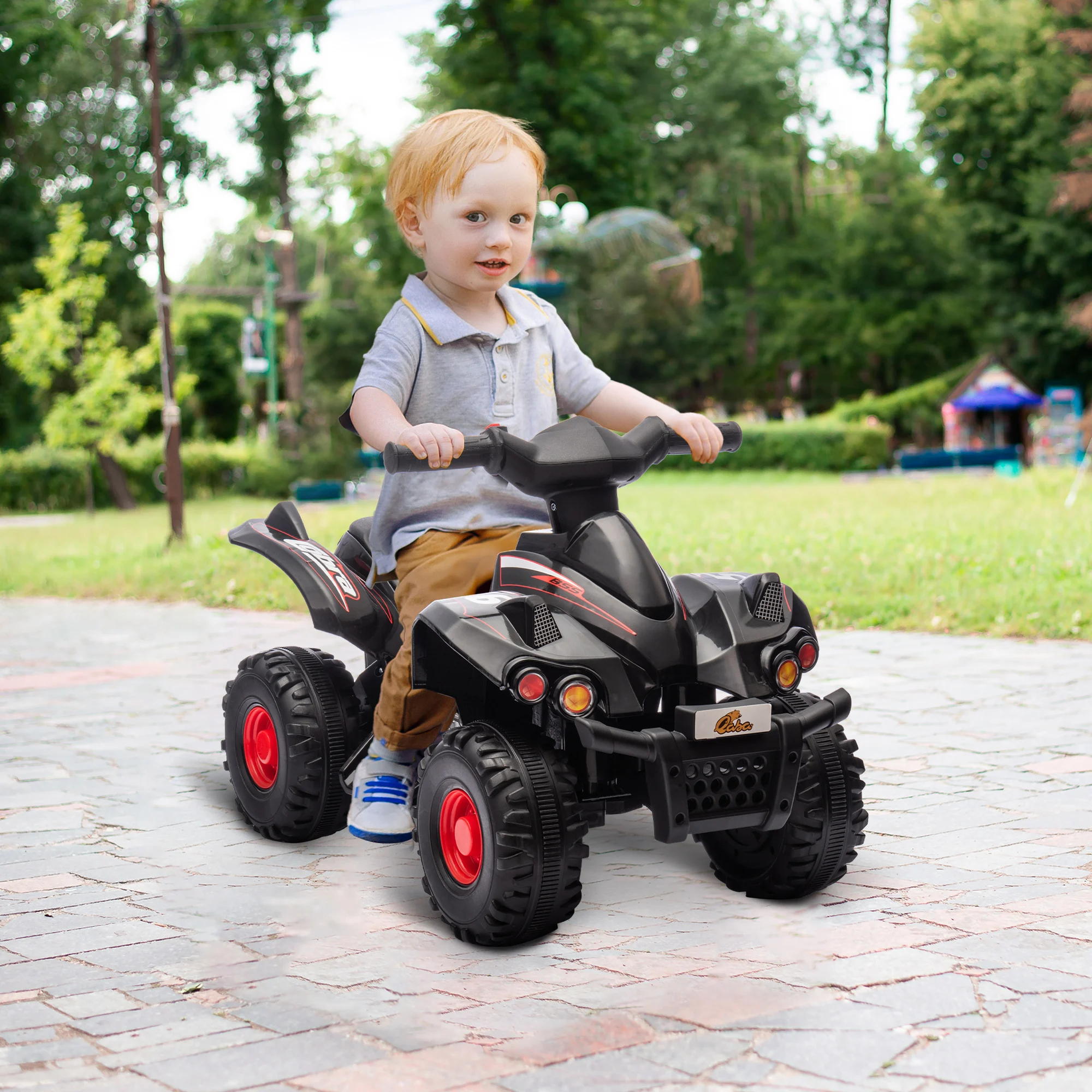 6V Kids Atv 4 Wheeler Quad Car W/ Music, Forward Gear, for 2-6 Years Old, Black