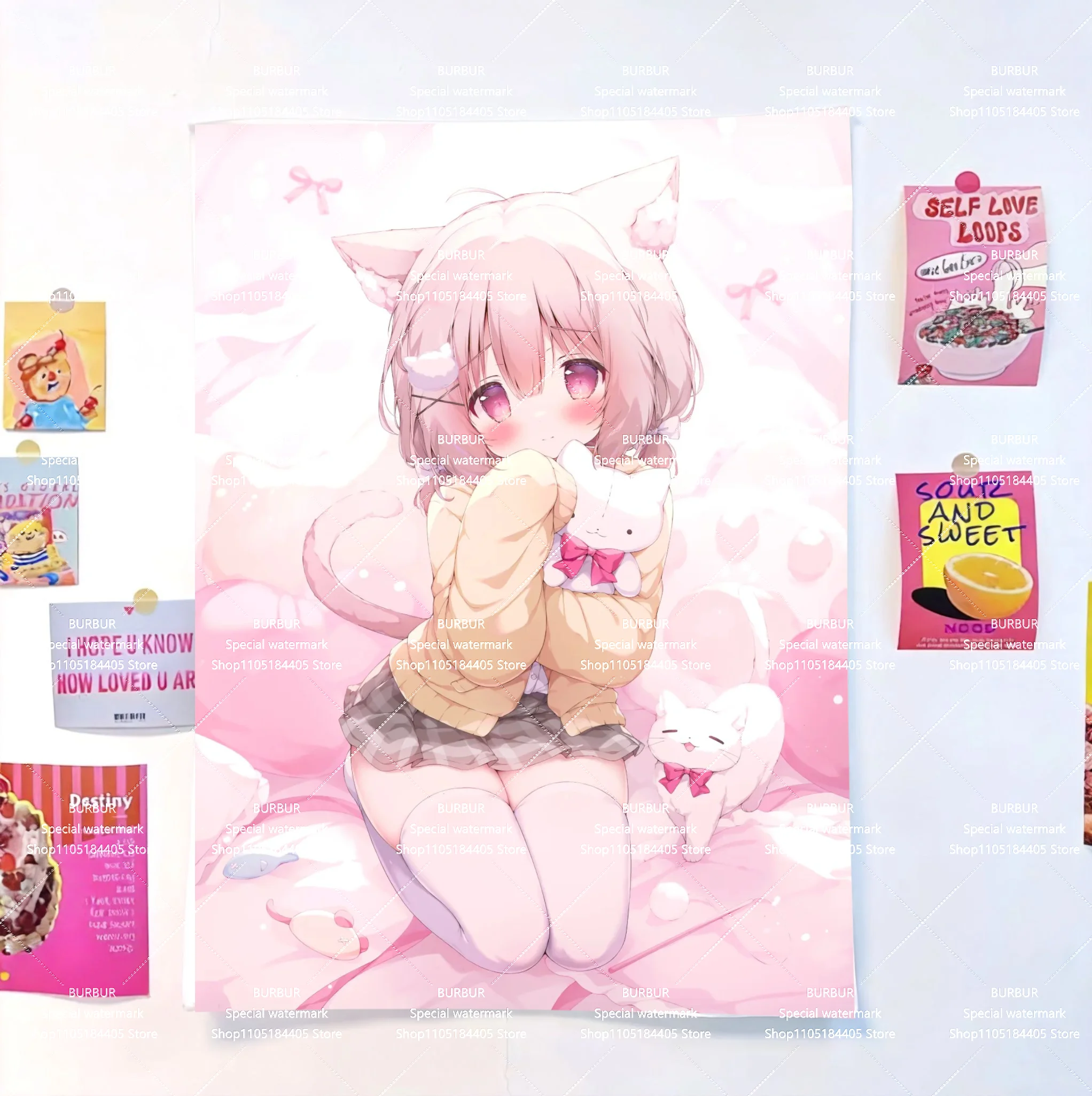 2D-Posterdekoration mit Anime-Charakteren, Galgame-Dekoration für Schlafsäle und Schlafzimmer, Wandteppich, Stoff zum Aufhängen an der Wand, Innenraumdekoration