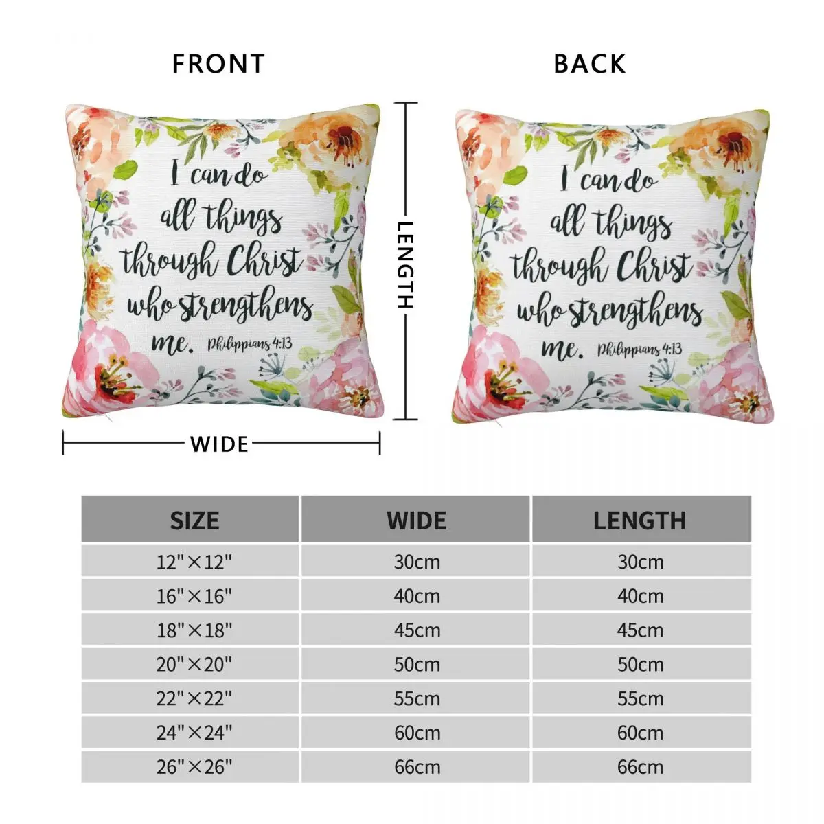 I Can Do All Things Square Pillowcase Polyester Linen Velvet Creative Zip Decor Throw Pillow Case Sofa Seater Cushion Cover