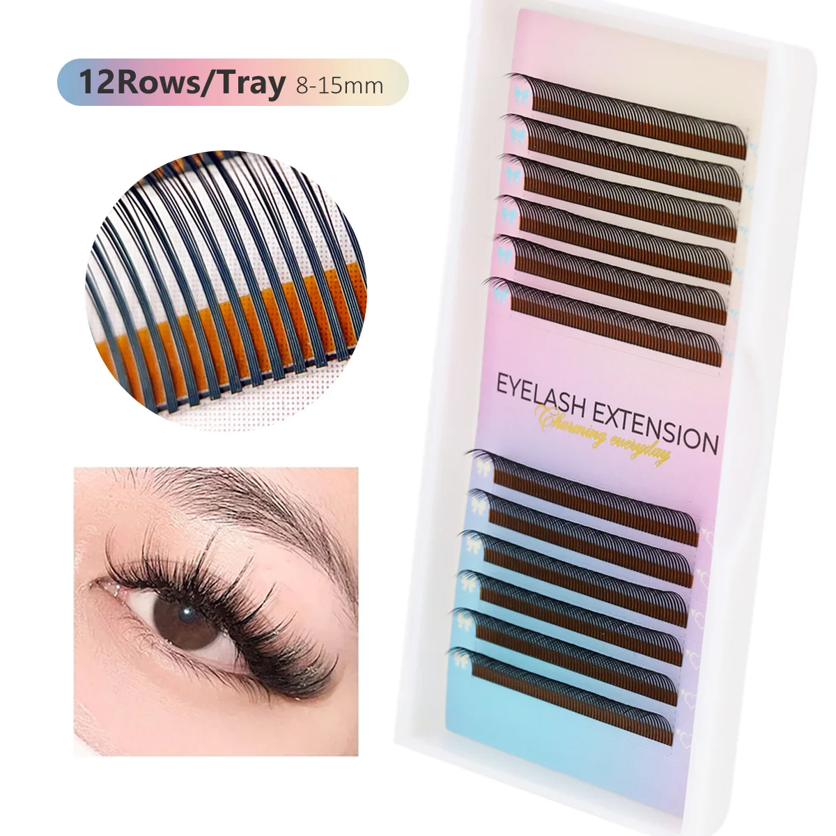 رموش فلورا 5D من AGUUD 0.07 ملحقات رموش سهلة المروحة للبيع بالجملة حجم مسبق الصنع 12 صفًا نمطًا طبيعيًا ناعمًا