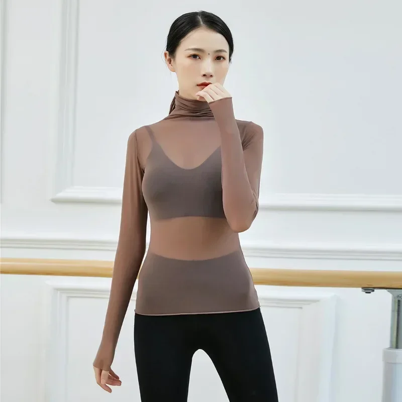 Adulto maglia dolcevita danza del ventre Top trasparente camicetta camicia Costume per le donne vestiti di danza orientale ballerino indossare abbigliamento