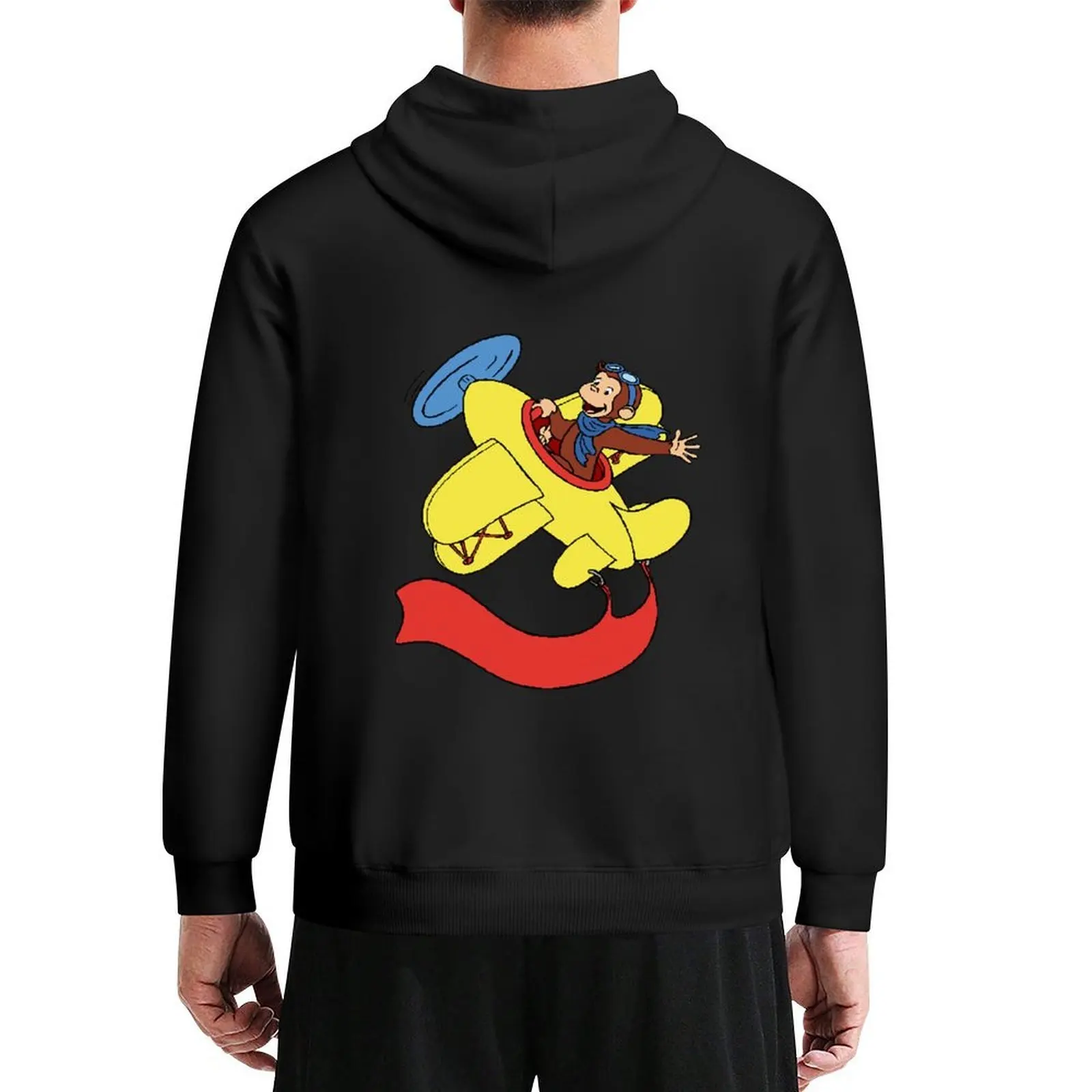 

Curious george in an airplan Hoodie men's coat mens clothing japanese style men's clothes men's hoodie sweatshirt