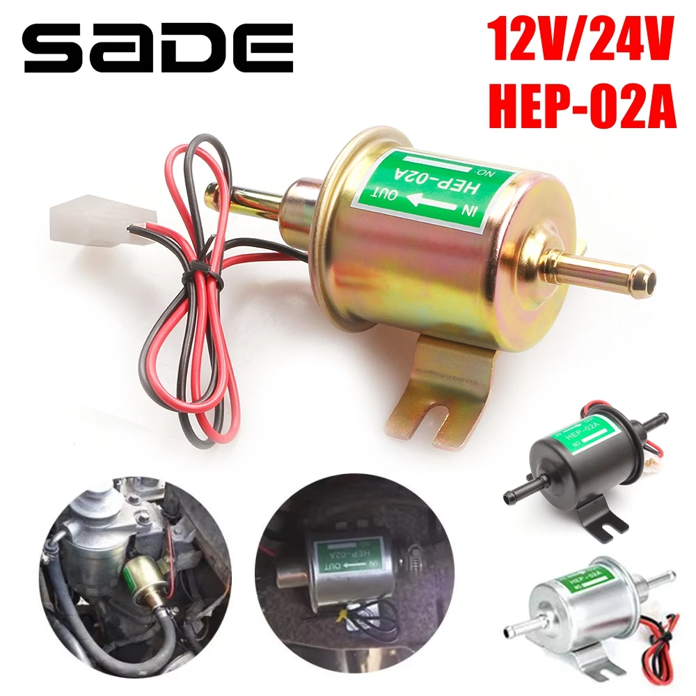 Universal 12V 24V Low Pressure Electric Fuel Pump, Gas Diesel Transfer Fuel Pump Fit for Carburetor Lawn Mower Boat HEP-02A