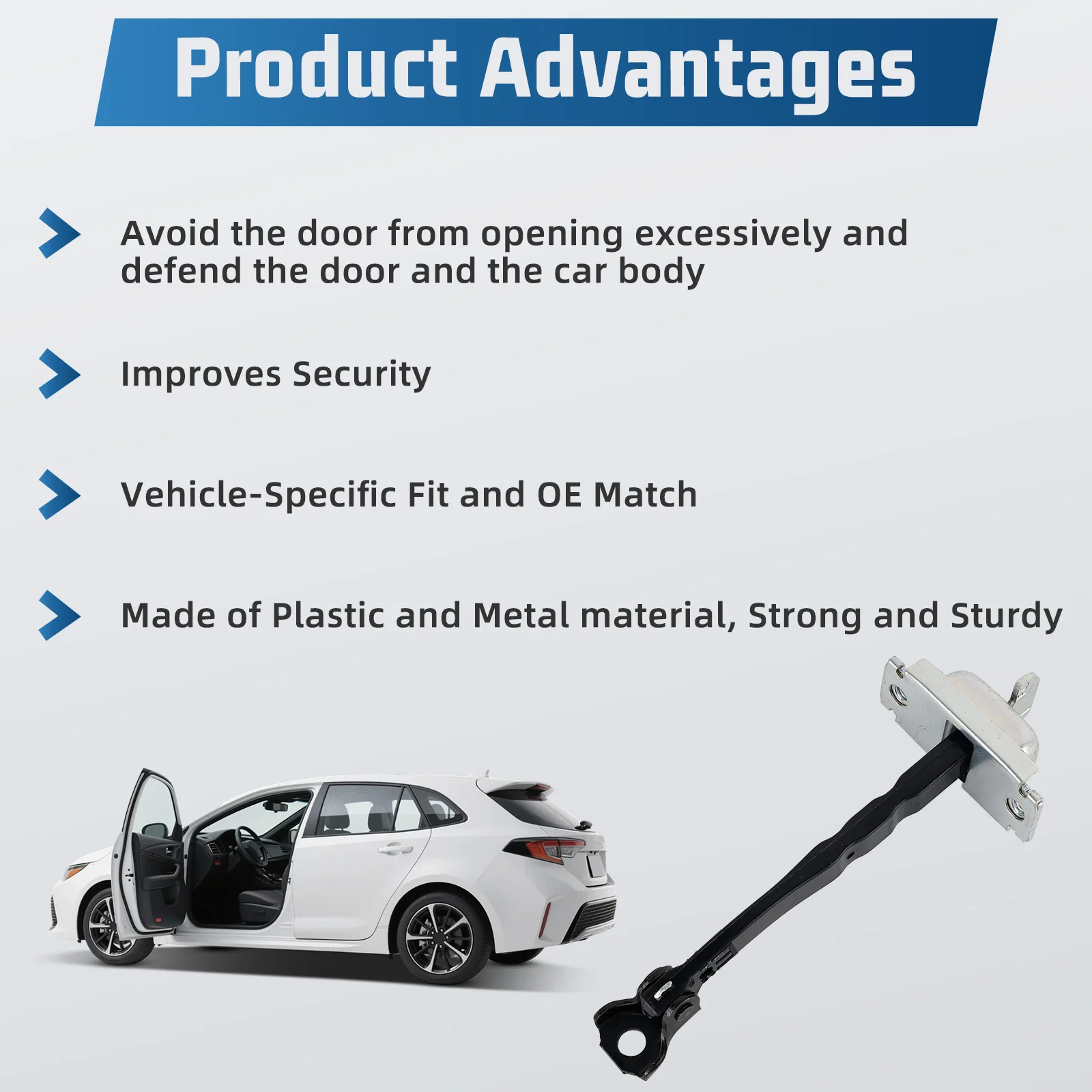 Car Front/Rear Left Right Door Check Strap Stopper Limiter For Toyota Corolla 2019 2020 2021 2022 68610-02340,  68630-02340 view 3