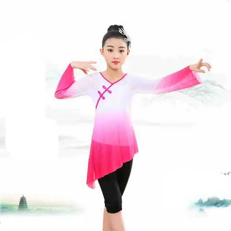 Girls Classical Dance Practice Clothes Gauze Children's Chinese Dance Costumes Ethnic Dance Chinese Style Dancing Unifom LE005