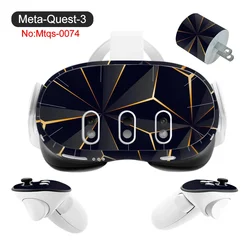 For Meta Quest 3 Sticker VR Headset and Controller Vinyl Skin Sticker PVC Decals Pattern Wrap Cover Durable and Dustproof Design