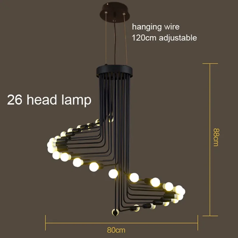 

Modern vintage Loft Pendant light Iron Spiral Staircase Lamp Drop Fixture hanging antique american pendant lamp