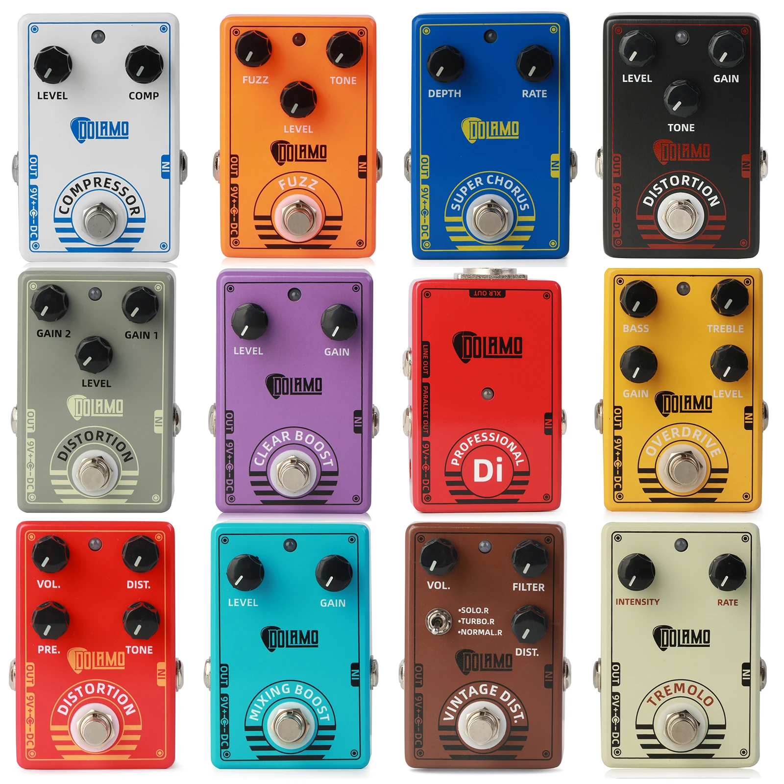 Dolamo Compressor Fuzz Chorus Distortion Boost Overdrive Tremolo Delay Phase Reverb Guitar Effect Pedal