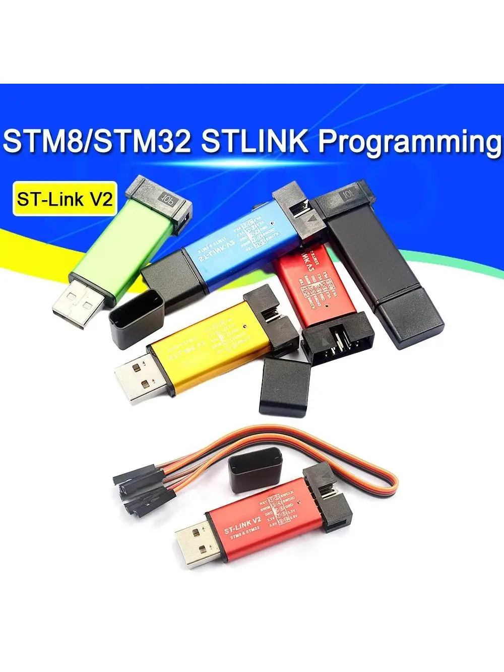 ST LINK Stlink ST-Link V2 Mini STM8 STM32 Symulator pobierania programatora Programowanie z osłoną Kabel DuPont — zdjęcie 2