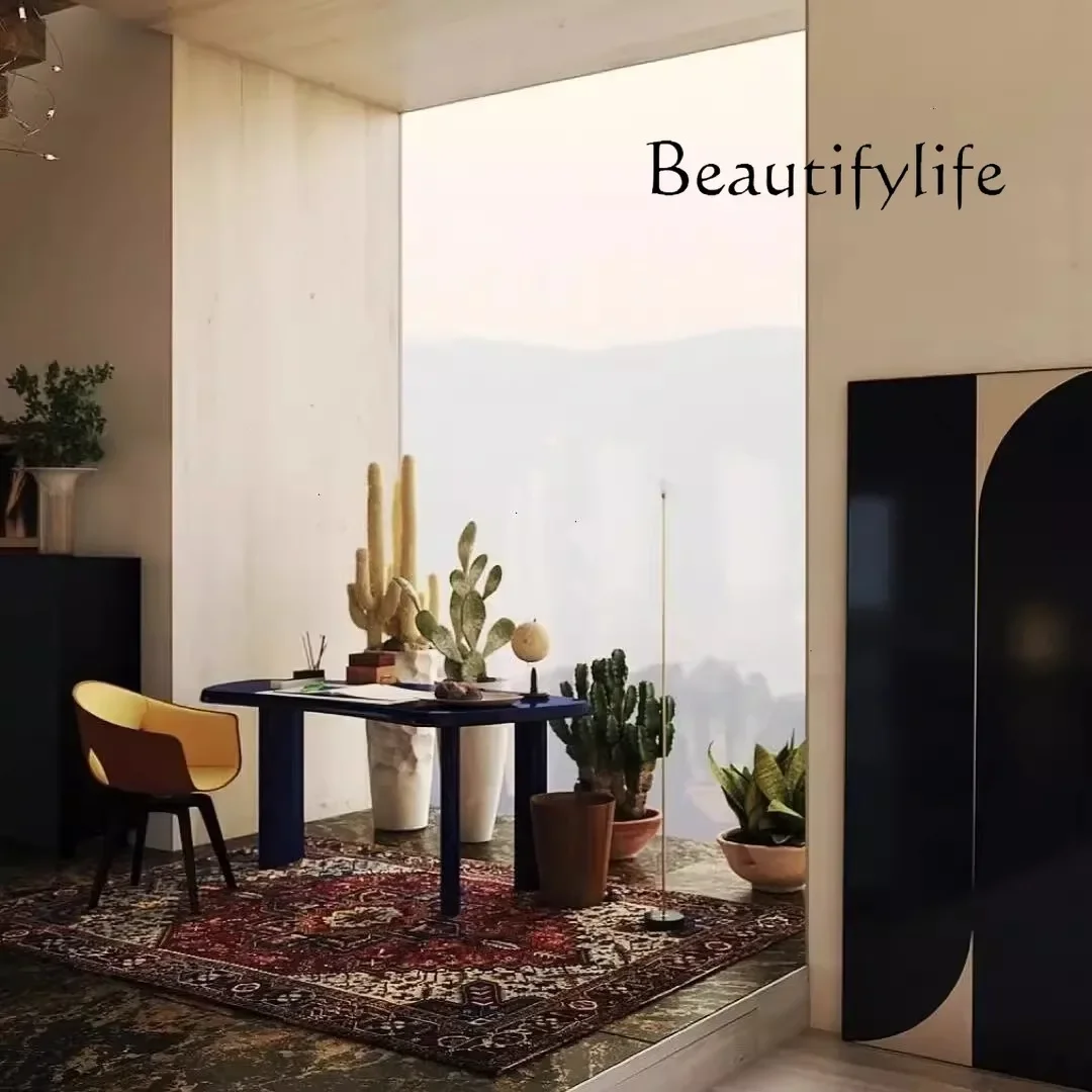 

Light luxury paint curved desk small apartment home office desk designer computer desk