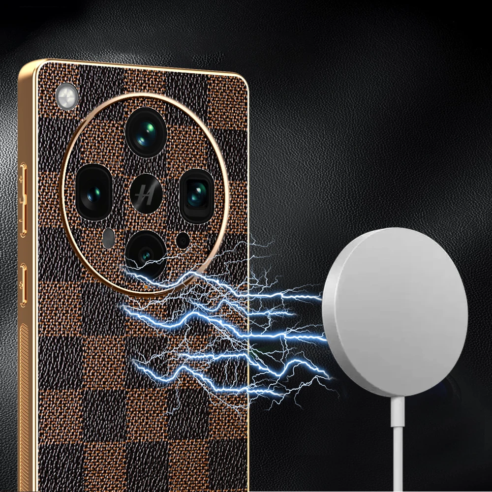 Высококачественный деловой кожаный чехол для Oppo Find X8 X7 Pro Ultra S S + с леопардовым узором в шахматном порядке, противоударный защитный чехол из ТПУ