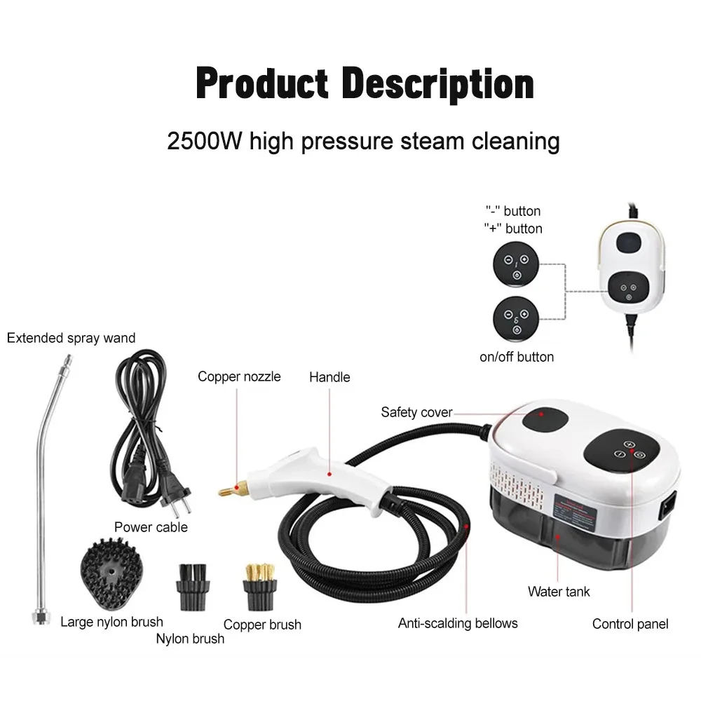 

2500W Electric Steam Cleaning Machine 110V 220V Handheld Steamer Cleaner Cleans up Stain Easily for Air Conditioner/Kitchen Hood