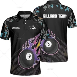 3D Funny Billiards Sportswear Polo Shirts For Men Summer Men's Billiard Gym Tops Streetwear Short Sleeve Lapel Oversized Tees