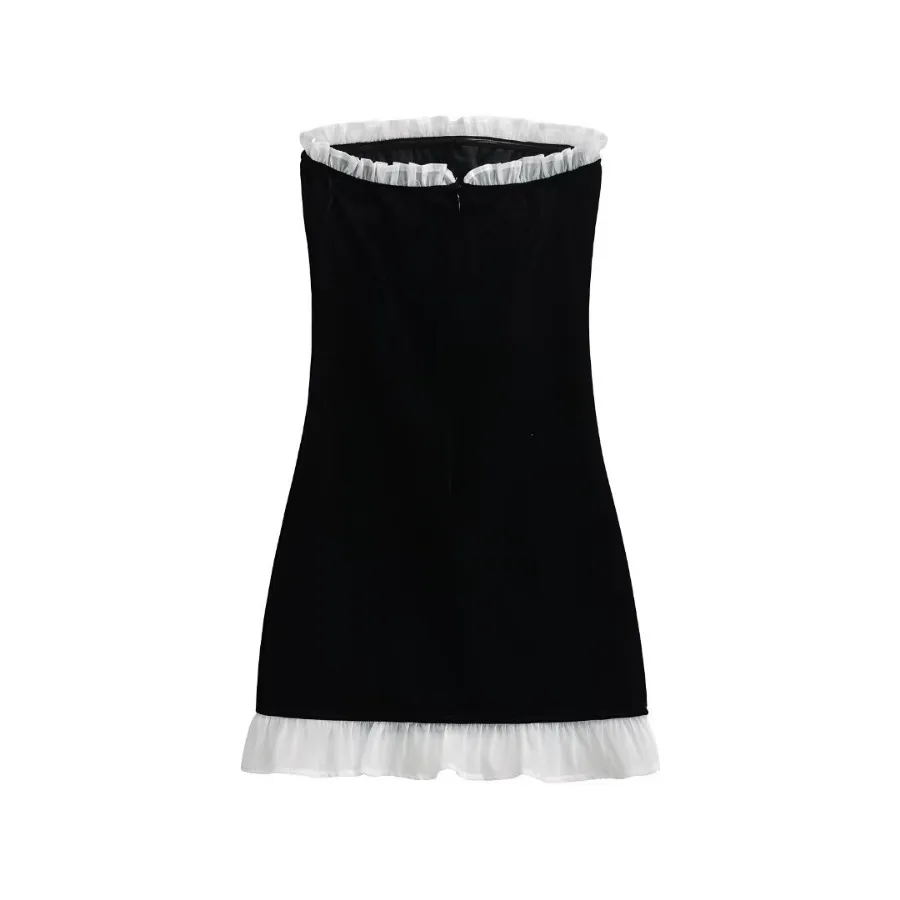 Vestido curto sem alças sexy para mulheres, pescoço de barra, mini vestidos Silm Fit Tube, vestido de festa sem encosto, camisa da moda, roupas Y2K, verão