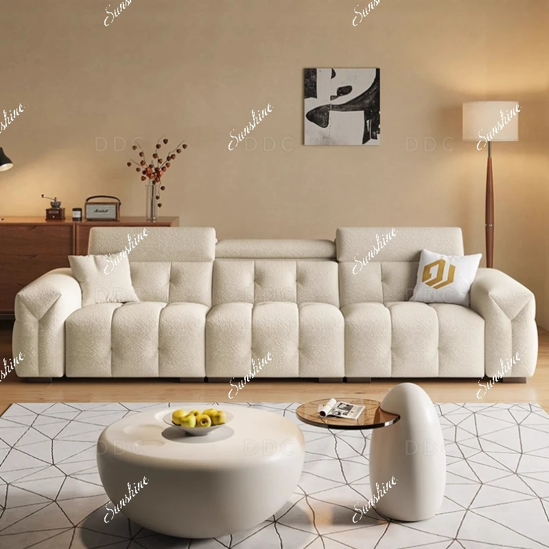 

Cream Wind Zero Wall Telescopic Adjustable Electric Function Cotton Linen Sofa