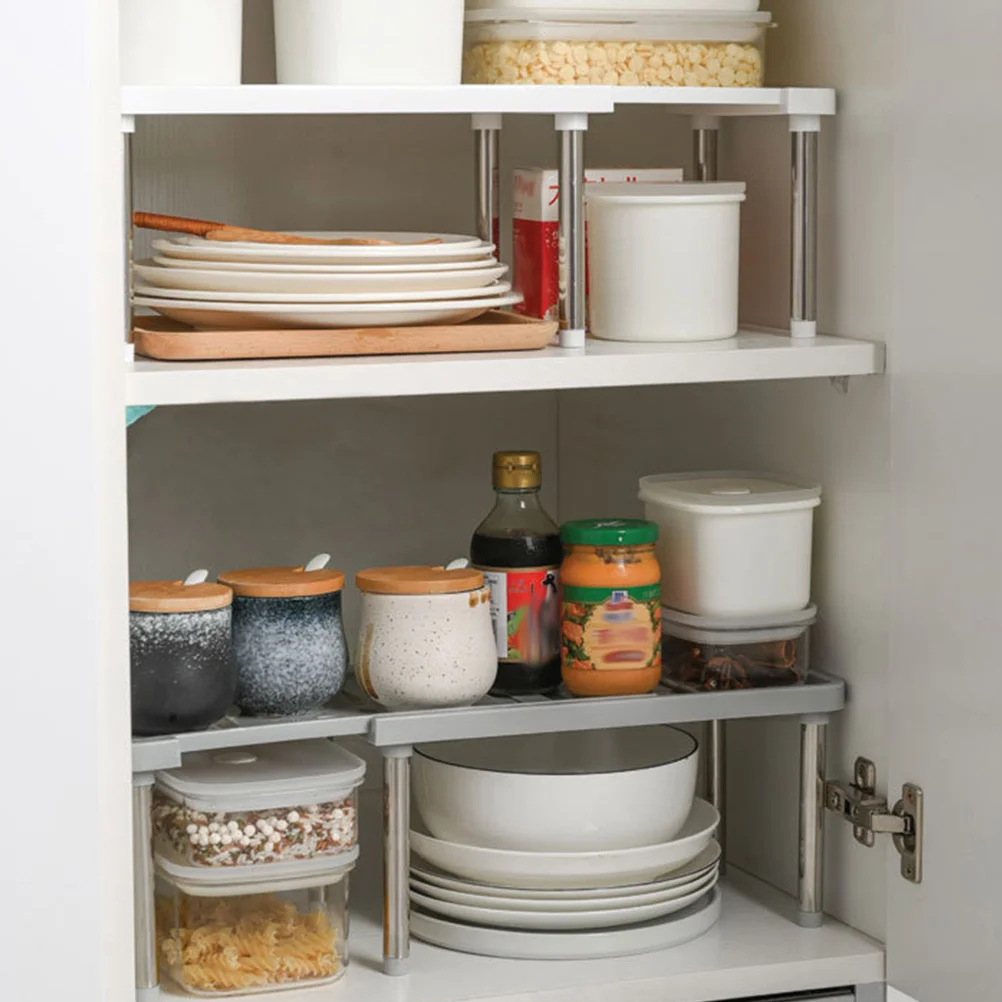 

Detachable Retractable White Storage Rack Multi-Layer Kitchen Spice Organizer Bathroom Living Room Seasoning Shelf Organizer
