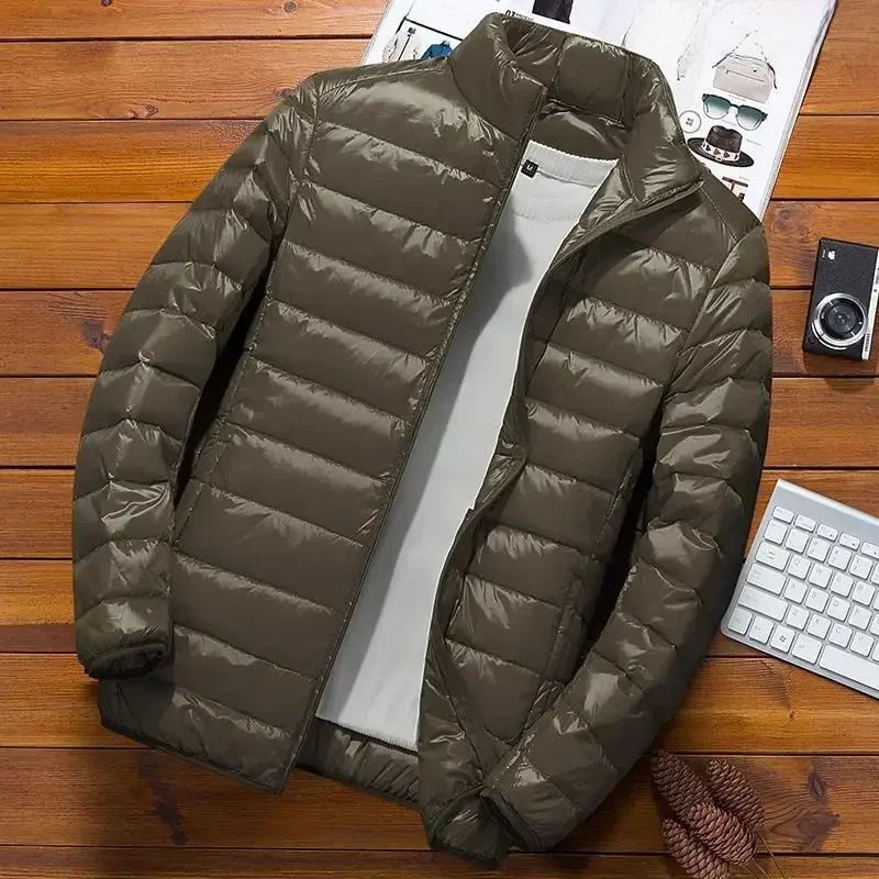 Chaqueta corta fina y ligera con relleno de algodón para hombre, abrigo ultrafino juvenil con cuello levantado, otoño/invierno, nuevo estilo