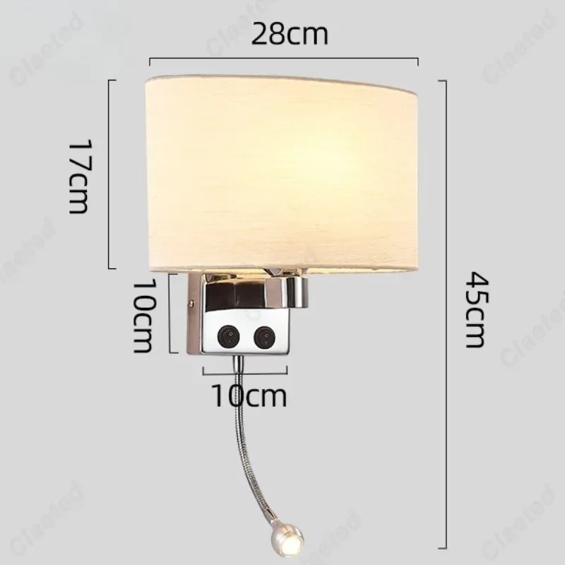 โคมไฟผ้า LED ที่สร้างสรรค์ E27พร้อมไฟสวิตช์ผนังสปอตไลท์โคมไฟข้างเตียงนอนห้องนั่งเล่นห้องอาหาร lampu hias