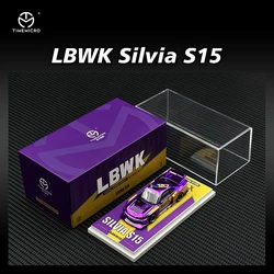 TM In Stock 1:64 LBWK Silvia S15 LB Super Silhouette Chrome PURPLE Openable Hood Diecast Diorama Car Model Collection TimeMicro