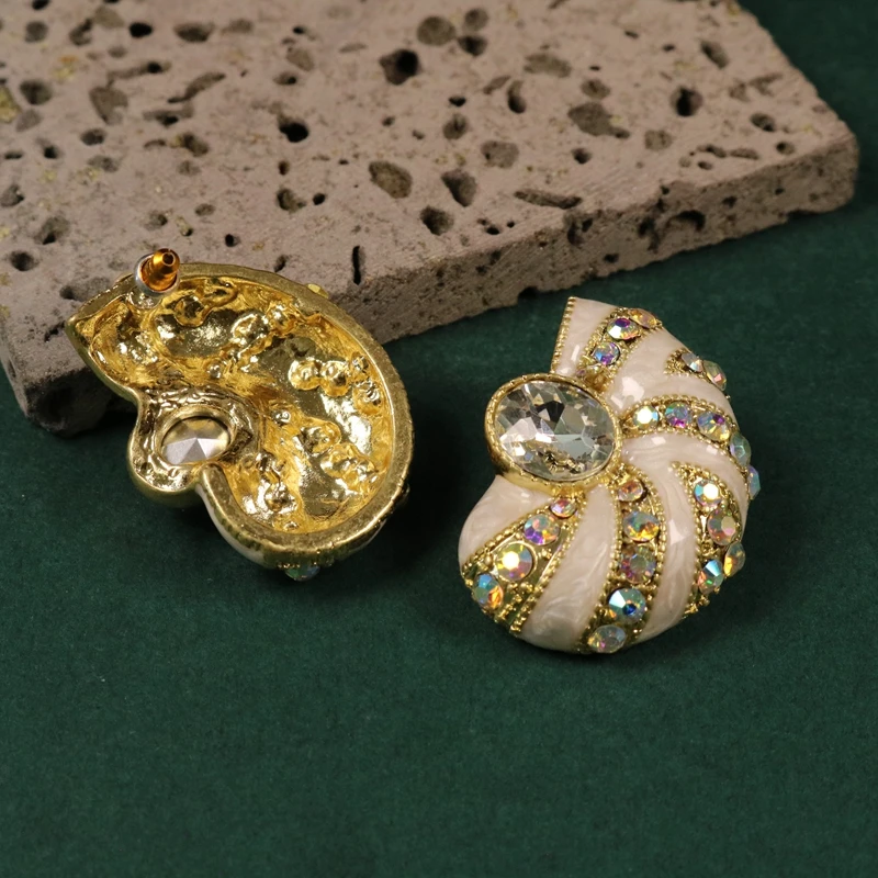 Statment White Enamel Symmetrical Earrings Exaggerate Party Jewelry Rhinestone Accessories