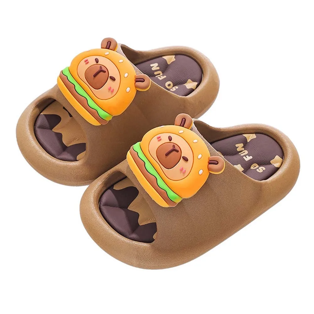 Zapatillas de capibara bonitas de PVC para piscina, zapatillas antideslizantes suaves de animales de dibujos animados, sandalias de baño gruesas de resiliencia para niños, verano