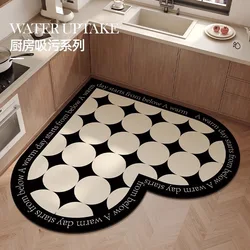VIKAMA 1PC French Light Luxury Heart-Shaped Kitchen Floor Mat With Diatomaceous Mud For Easy Care Waterproof Non-Slip Carpet