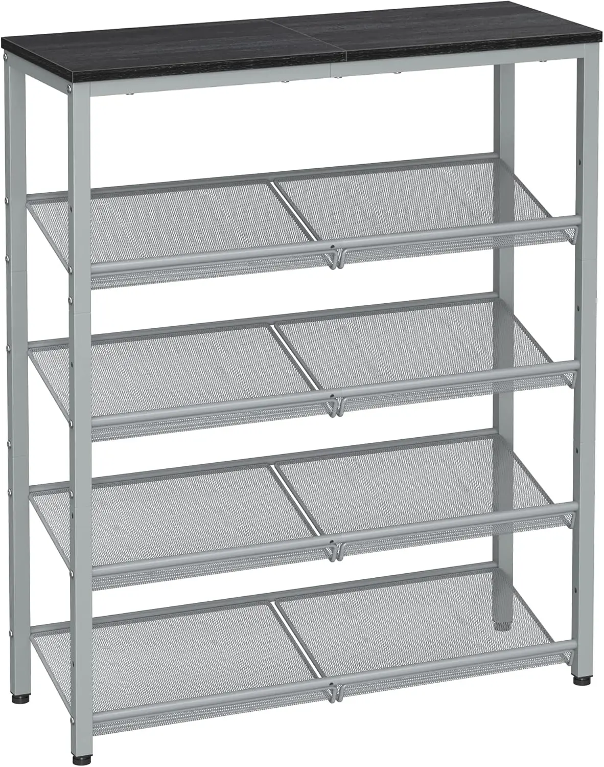 

Shoe Rack for Entryway, 5 Tier Shoe Storage Shelves, 16-20 Pairs Shoe Organizer, with Sturdy Wooden Top and Steel Frame