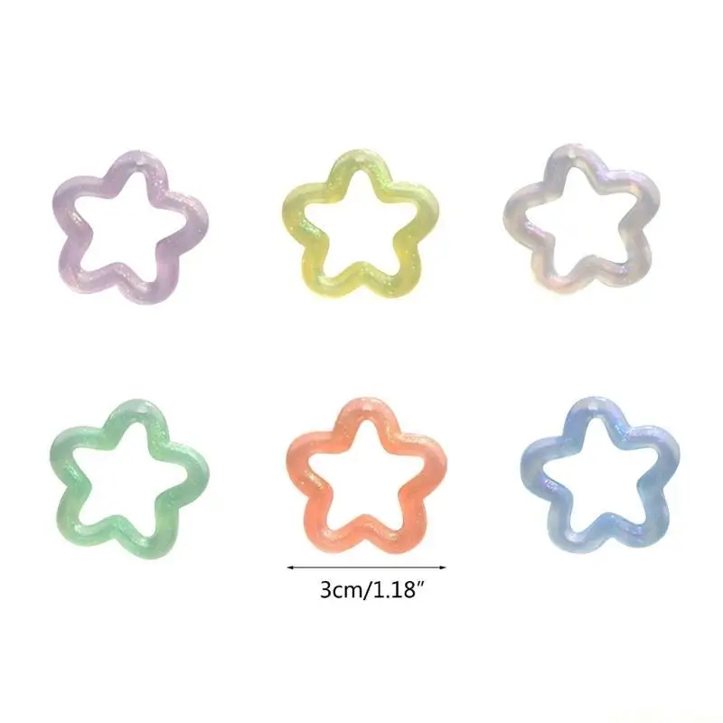 D46E Pack of 50 Sparkling Five-Petals Flower Embellishments Hollowed-out Flower Charm