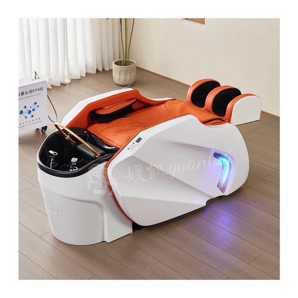 Hair Washing Station with Reclining Seat, Electric Massage and Waterfall Head Spa System
