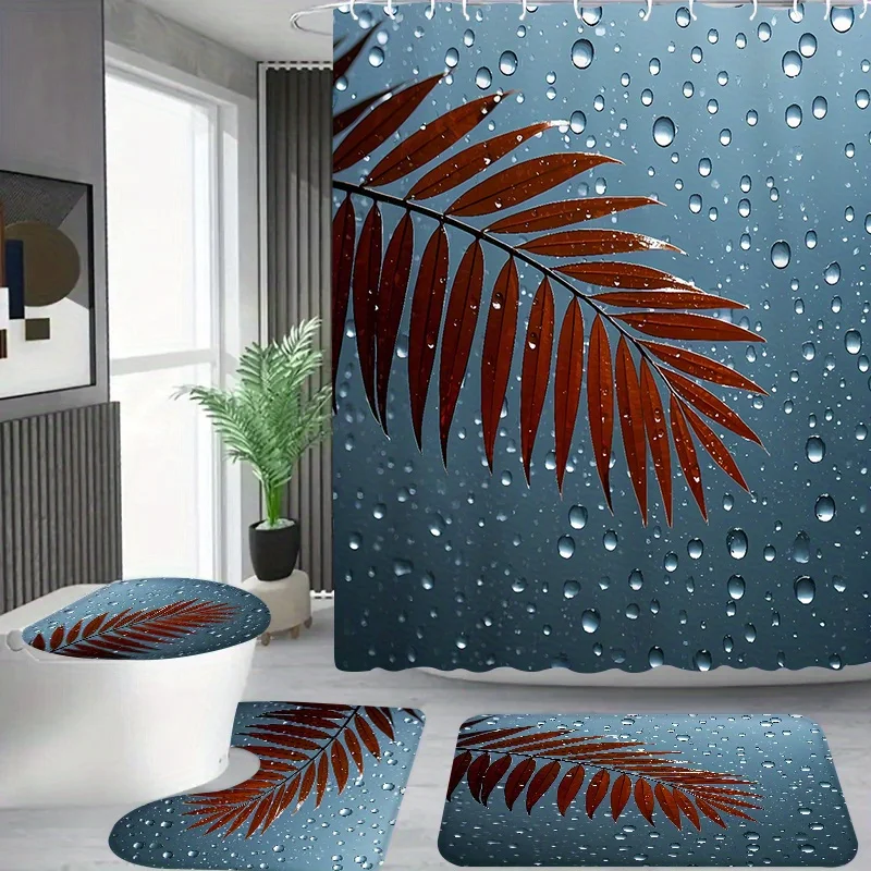 

4 шт. дизайн проекции пальмового дождя, ванная комната в квартире, занавеска для душа в душевой комнате, набор занавесок для душа в отеле с 12 крючками