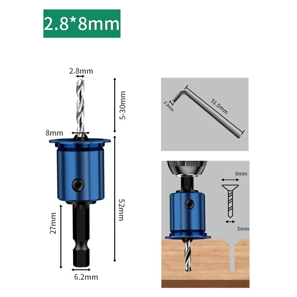Imagem -02 - Haste Escareada Broca Liga Núcleo Limitador Escareador Broca Roteador Bit Ferramenta para Trabalhar Madeira Furo de Perfuração mm