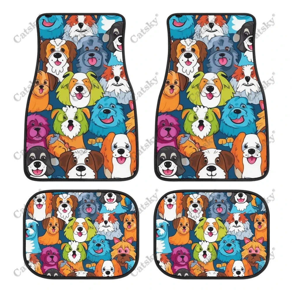 

Group Of Cartoon Dogs Pattern Car Auto Floor Mats Carpet, 4PCS Customized Cars Mat All Weather Automotive Vehicle Pad Stylish