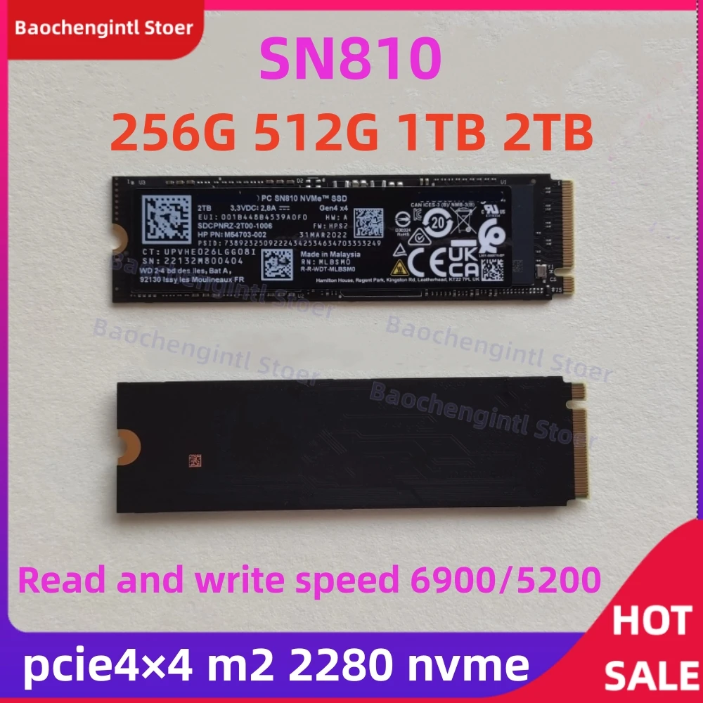 

New SN810 2TB 1TB 512GB 256GB NVME M.2 2280 SSD PCIe 4.0 For WD Western Digital PS5 Internal Solid State Drive OEM of sn850