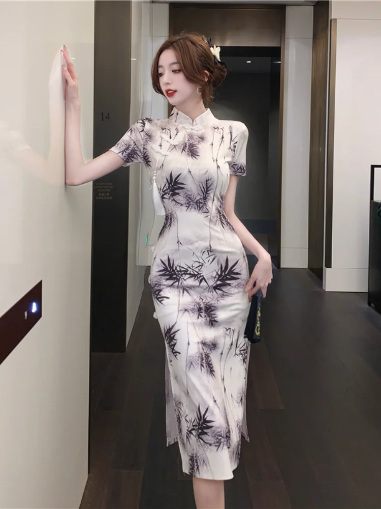 กระโปรงทรงเอเอวสูงผ่าข้างยาวปานกลางสำหรับผู้หญิง สไตล์ลำลอง เหมาะสำหรับใส่ไปทำงาน ฤดูใบไม้ผลิ ฤดูร้อน แฟชั่นย้อนยุค ดีไซน์ปรับปรุงใหม่