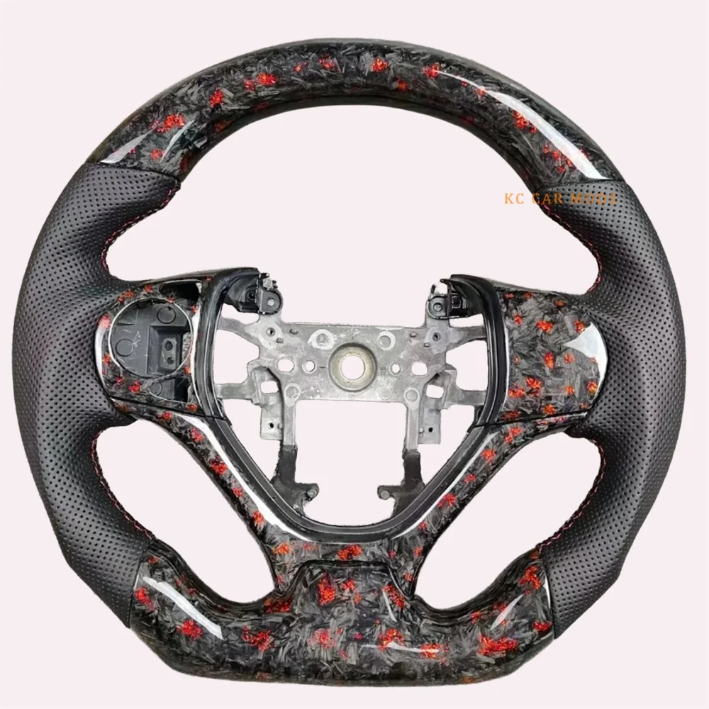 

Customized Forged Carbon Fiber Black Leather D-Shaped Steering Wheel For Honda Civic 9th 2012 2013 2014 2015